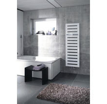 Modernes Badezimmer mit Badewanne, Handtuchwärmer und Teppich