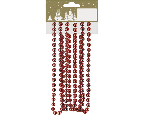Weihnachtsbaumgirlande Kugelkette Kunststoff 20 x 9,5 x 2,8 cm rot Dekorationskette mit runden Perlen auf einer Aufhängung
