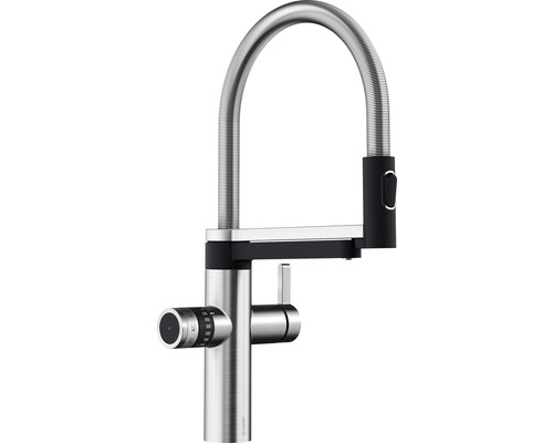 Wasserhahn mit Sprudel Küchenarmatur mit Filterfunktion Blanco drink.soda EVOL-S Pro edelstahl 526255