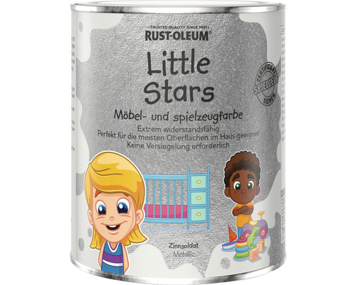 Little Stars Möbelfarbe und Spielzeugfarbe Metallic Zinnsoldat silber 750 ml