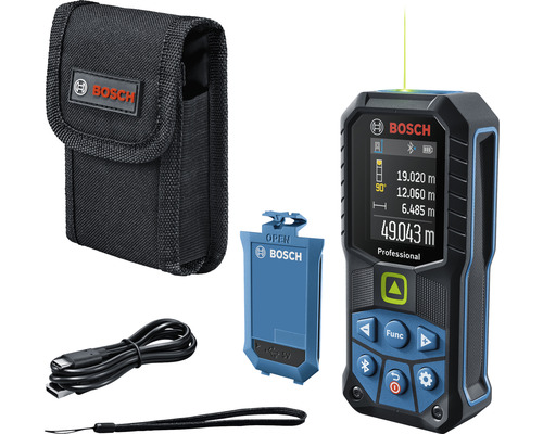 Bosch Laser-Entfernungsmesser mit Tasche, Akku, USB-Kabel und Handschlaufe