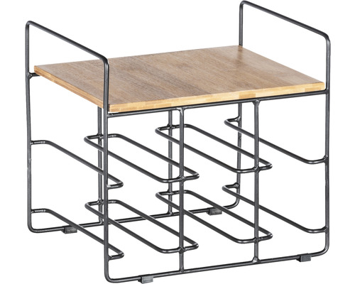 Weinregal aus Holz mit Metallgestell