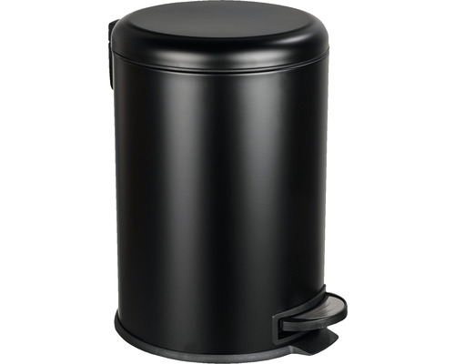 Schwarzer Tretabfalleimer mit Deckel