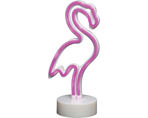 LED Schlauchsilhouette Konstsmide Flamingo 98 LEDs Lichtfarbe pink inkl. Timer Neonlampe in Form eines Flamingos auf einem Sockel