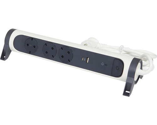 Steckdosenleiste Legrand 3-fach + 3 x USB 1,5 m weiß / schwarz