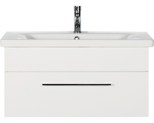Wachbeckenunterschrank Marlin 3400 Basic 40,6x80x45,5 cm mit Keramikwaschtisch weiß Waschtischunterschrank mit Waschbecken und Armatur