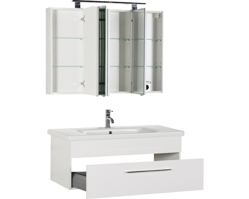 Waschtisch mit Unterschrank und Spiegelschrank für das Badezimmer