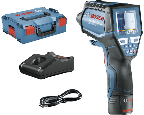 Bosch GIS 1000 C Thermodetektor mit Werkzeugkoffer, Ladegerät und USB-Kabel