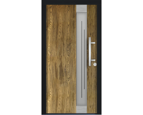 Haustür mit Holzoptik und Glaselement