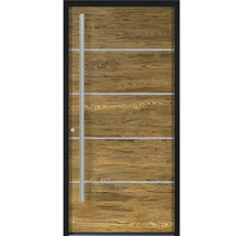 Holztür mit Aluminiumrahmen und Stangengriff