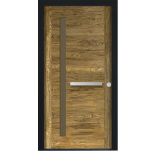 Haustür mit Holzdekor und Glaseinsatz