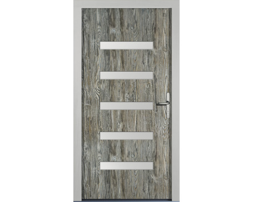 Holztür mit fünf Glasausschnitten