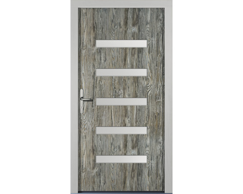 Holztür mit Glaseinsätzen