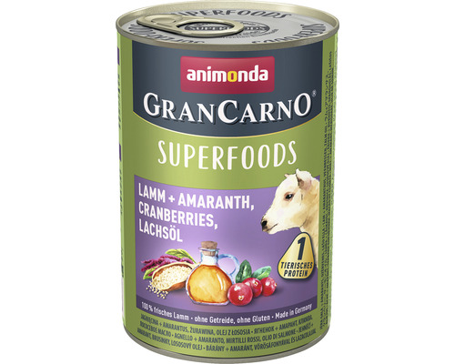 Nassfutter Hund Animonda Gran Carno Superfood Lamm & Amaranth 400 g