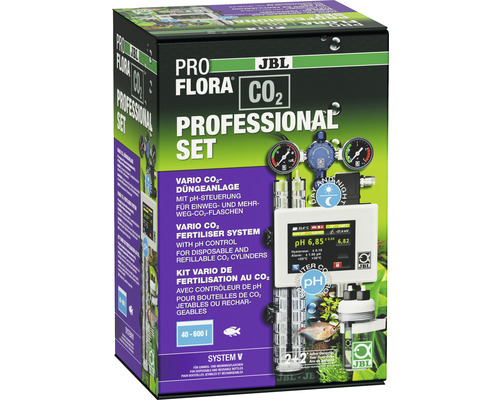 CO2-Düngeanlage JBL PROFLORA CO² professional Set V, digitales Interface inkl. pH-Wert Steuerung, Druckminderer, Magnetventil, Blasenzähler, Rückschlagventil, Taifun Spiral CO2 Reaktor, ohne Flasche und Elektrode