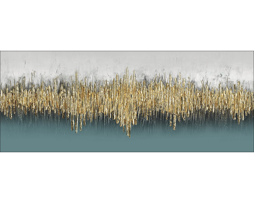 Glasbild Grey Green Gold 50x125 cm