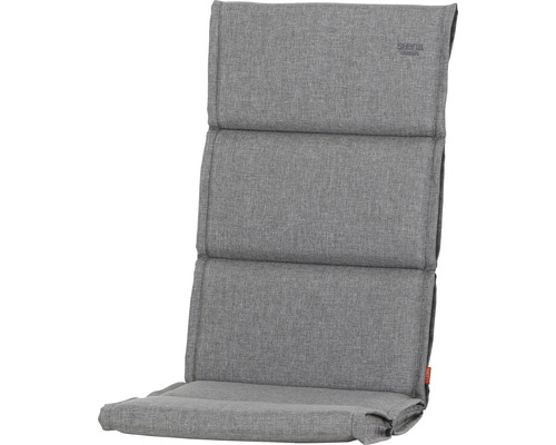 Auflage Hochlehner Dessin Uni silber, Olefin Polypropylen Graue Gartenstuhlauflage mit hoher Rückenlehne