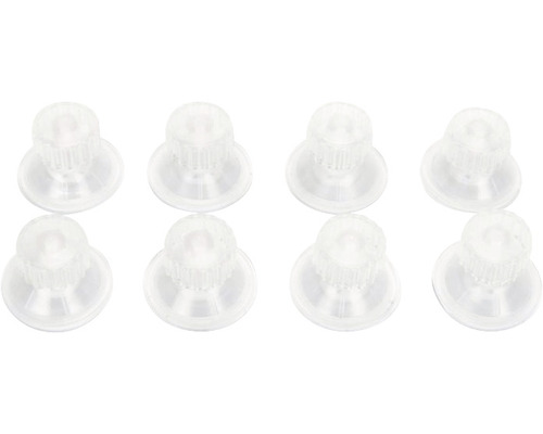 Acht transparente Möbelpuffer aus Kunststoff