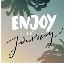 Illustration mit der Aufschrift ''Enjoy the journey'' und Palmen