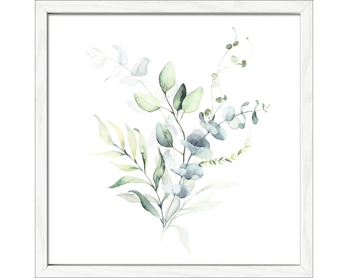 Gerahmtes Bild Watercolor Leaves I 33x33 cm