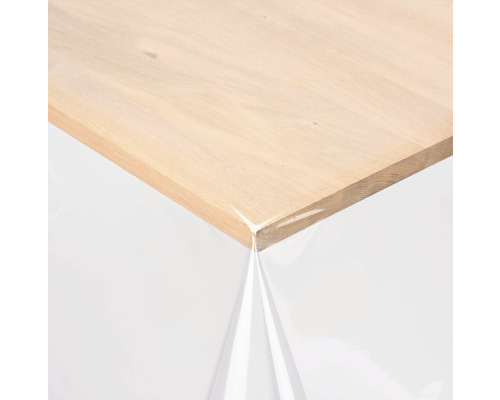 Tischdecke Crystal transparent 0,3 mm 130 cm breit (Meterware) Holztisch mit durchsichtiger Tischdecke