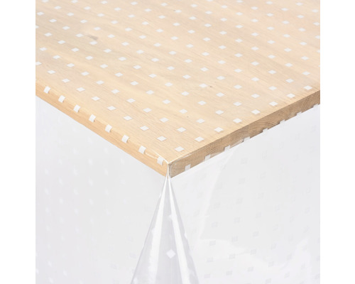 Tischdecke Crystal Karo weiß 140 cm breit (Meterware) Tisch mit durchsichtiger Tischdecke mit Muster