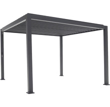 Freistehende graue Pergola mit Lamellendach