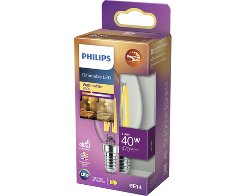 Philips LED-Lampe, dimmbar, warmweiß, E14 Sockel, 40 Watt Nennleistung