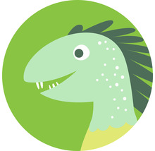 Illustration eines Dinosaurierkopfes im Kreis