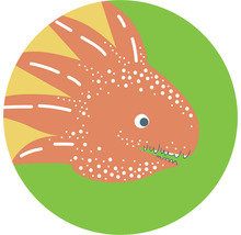 Illustration eines Cartoon-Monstergesichts in einem Kreis