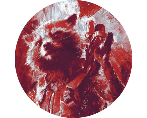Fototapete selbstklebend DD1-052 Dot Avengers Painting Rocket Raccoon Ø 125 cm Illustration eines Waschbären mit Waffe