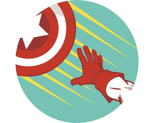 Fototapete selbstklebend DD1-055 Dot Avengers Captain's Shield Pop Art Ø 125 cm Illustration eines Arms der nach einem Schild greift