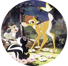 Illustration von Bambi, einem Kaninchen und einem Stinktier im Wald