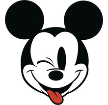 Mickey Mouse Gesicht zwinkernd mit herausgestreckter Zunge