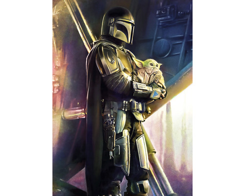 Fototapete Vlies IADX4-019 Into Adventure Mandalorian Savior 4-tlg. 200 x 280 cm Darstellung des Mandalorianers mit dem Kind