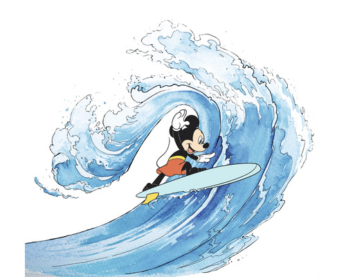 Fototapete Vlies IADX6-007 Into Adventure Disney Mickey Surfing 6-tlg. 300 x 280 cm Mickey Mouse auf einem Surfbrett vor einer Welle
