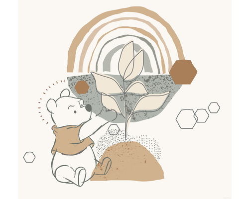 Fototapete Vlies IADX6-048 Into Adventure Winnie Pooh Grow 6-tlg. 300 x 280 cm Illustration mit Winnie Puuh, Pflanze und Regenbogen