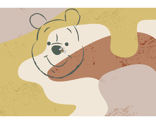 Fototapete Vlies IADX8-049 Into Adventure Winnie Pooh Bee 8-tlg. 400 x 280 cm Illustration von Winnie Puuh mit einer Biene auf der Nase vor abstraktem Hintergrund