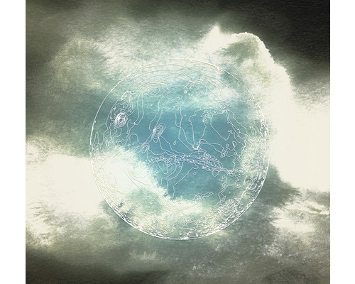 Fototapete Vlies IAX6-0043 Into Adventure Surreal Planet 6-tlg. 350 x 280 cm Illustration eines Planeten mit topografischen Linien