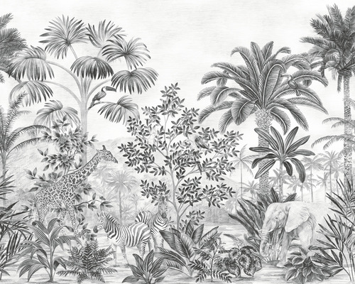 Fototapete Vlies IAX7-0035 Into Adventure Jungle Evolution 7-tlg. 350 x 280 cm Dekorative Tapete mit Dschungelmotiv mit Tieren
