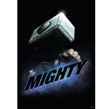 Illustration von Thors Hammer mit dem Text ''The Mighty''