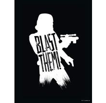 Star Wars Stormtrooper Grafik mit Gewehr und dem Text Blast Them