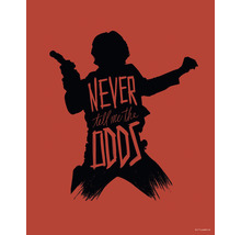 Silhouette einer Figur mit dem Schriftzug Never tell me the odds