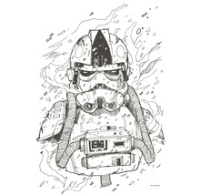 Zeichnung eines Star Wars AT-AT-Piloten in voller Montur