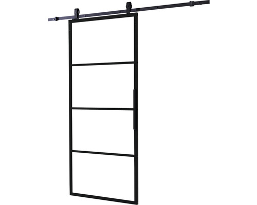 Schiebetür mit Metallrahmen und horizontalen Streben