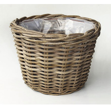Übertopf Korb rund Ø 25 cm H 22 cm grau