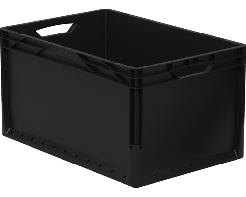 Schwarze Kunststoff Lagerbox mit Griffen