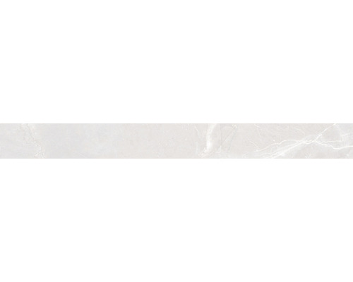Feinsteinzeug Sockelfliese Armani Light Grey 7x60 cm hellgrau Fliesenwand mit Marmoroptik