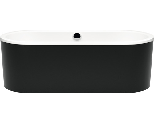 Freistehende Badewanne mit schwarzer Außenseite