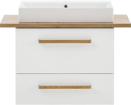 Waschtischunterschrank mit zwei Schubladen, Waschtischplatte und Aufsatzwaschbecken